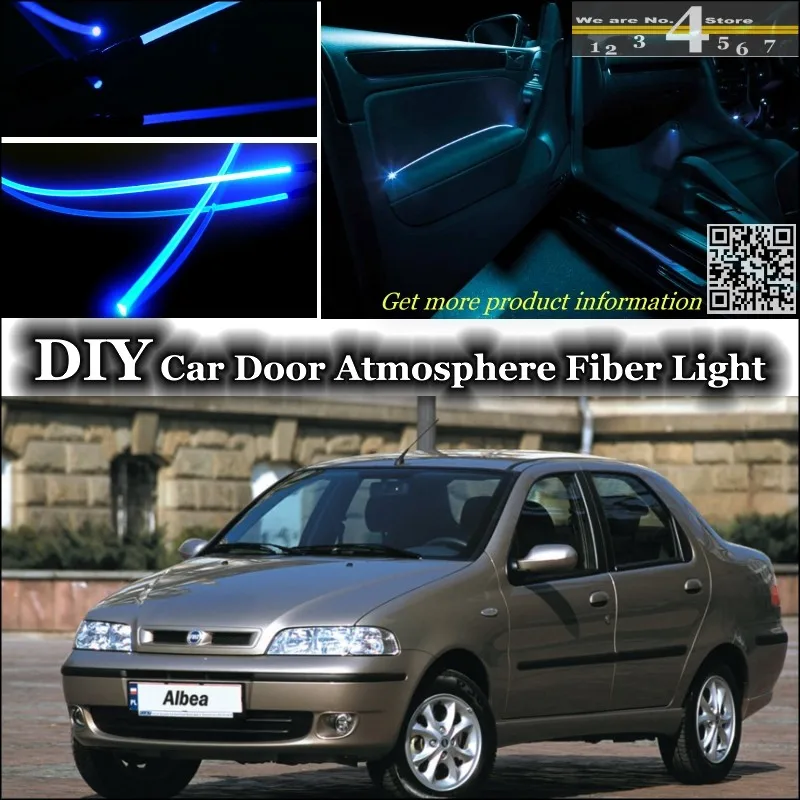 

For Fiat Albea / Siena interior Ambient Light Tuning Atmosphere Fiber Optic Band Lights Inside Door Panel illumination Refit