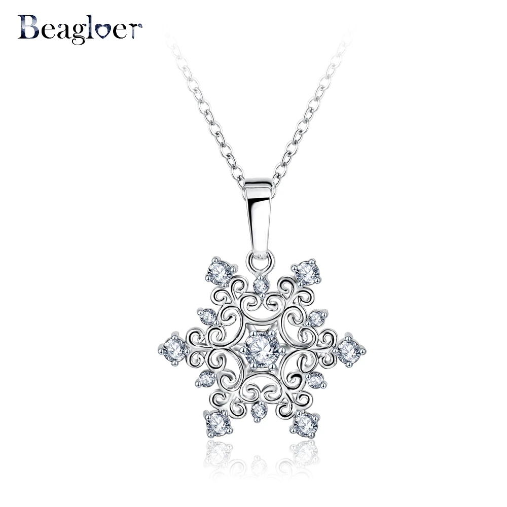 Beagloer изысканный Снежинка Кулон серебряный цвет с ювелирные изделия из циркония