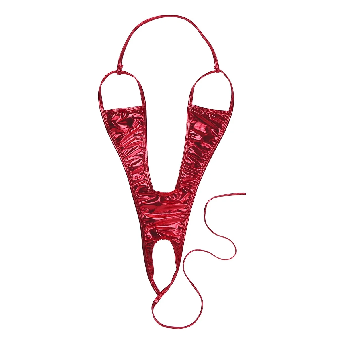 Фетиш Для женщин Эротическое белье Лакированная кожа боди с открытой