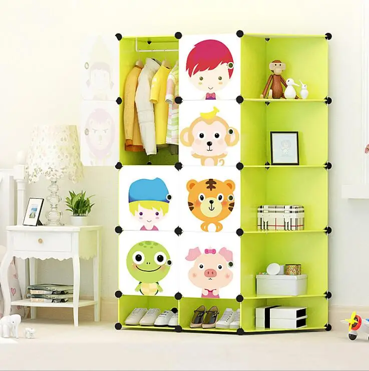 J DIY Детский мультяшный пластиковый шкаф для одежды простые сборочные шкафчики для одежды Многослойные шкафы для хранения для детей - Цвет: J
