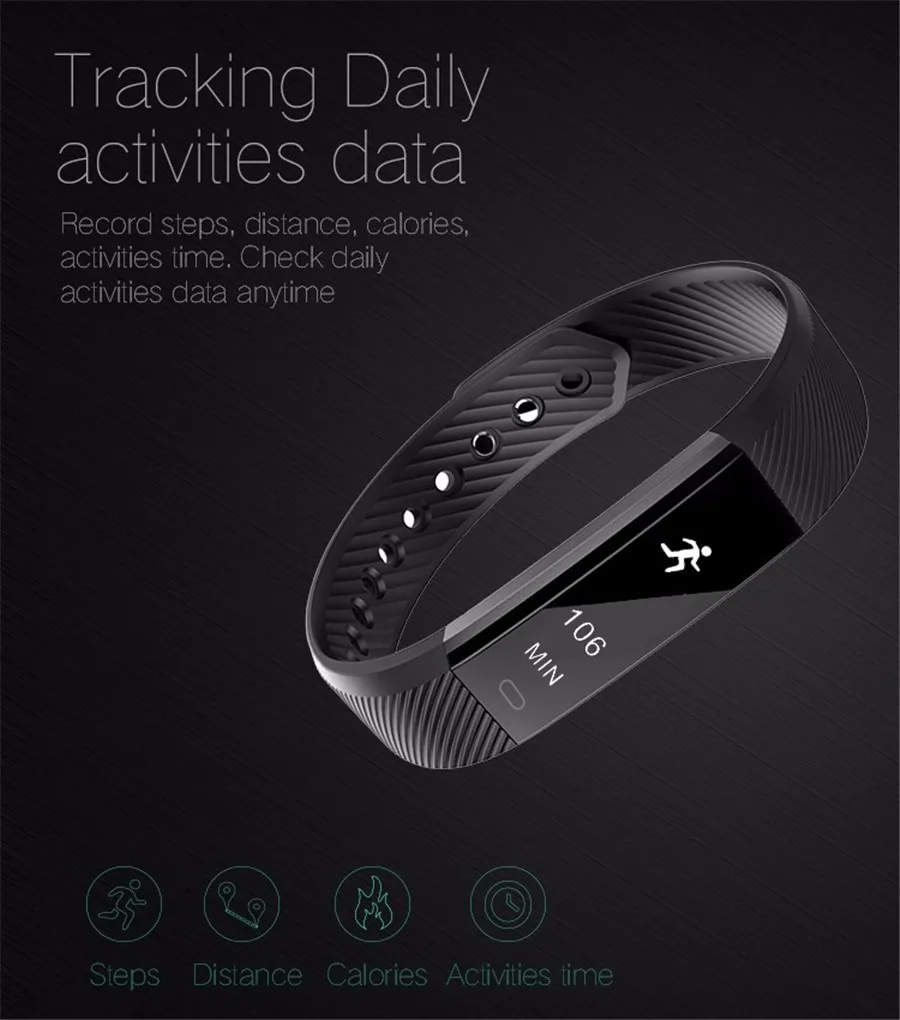 Лучший Смарт браслет счетчик шагов фитнес SmartBand Вибрационный браслет-будильник pk ID107 fit bit miband2 часы сердце pk S5 Y5