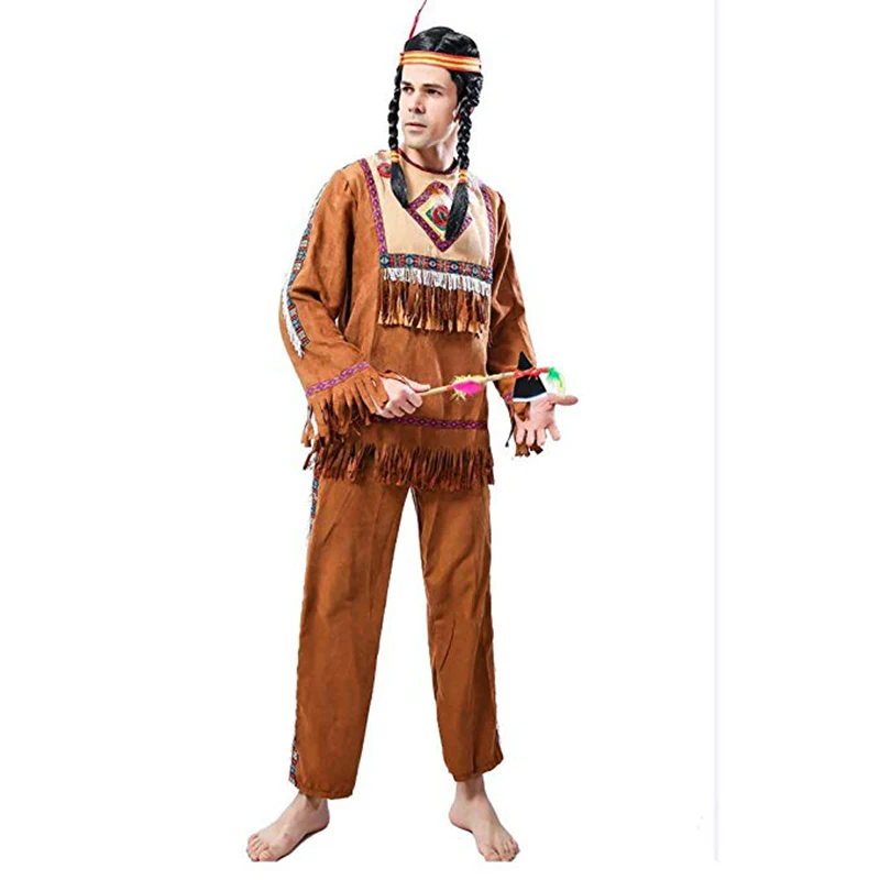 

Men Indian Costume Man Native Primitive Tribe Costume Cosplay Outfits Clothing Carnival Party Adult Male Halloween Costumes