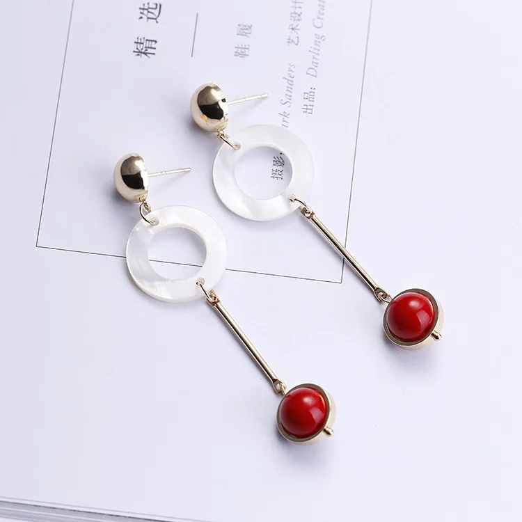 Новая золотая пластина длинные Серьги для Для женщин натуральный В виде ракушки