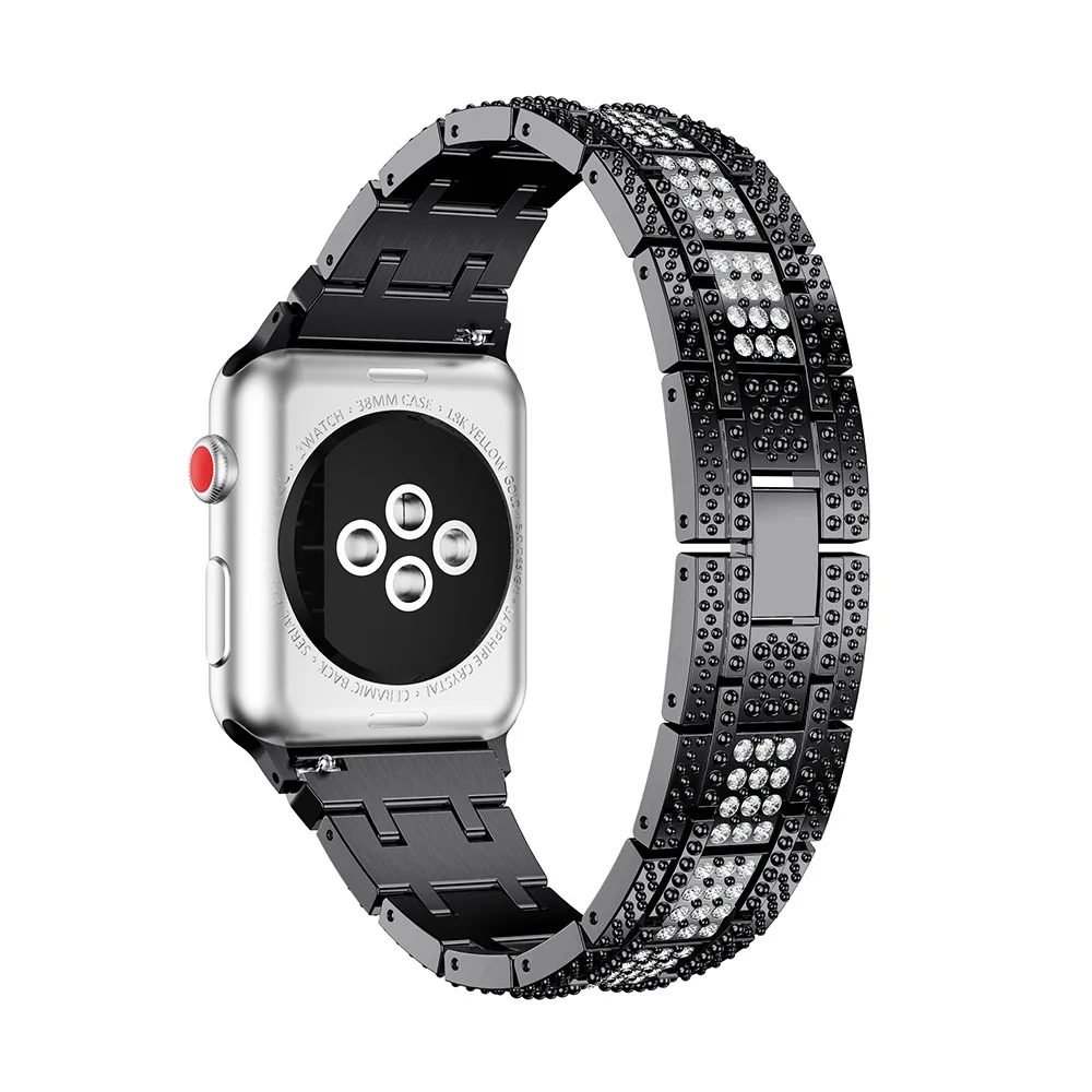 Ремешок из нержавеющей стали для Apple Watch 4 42/44 мм металлический браслет со стразами