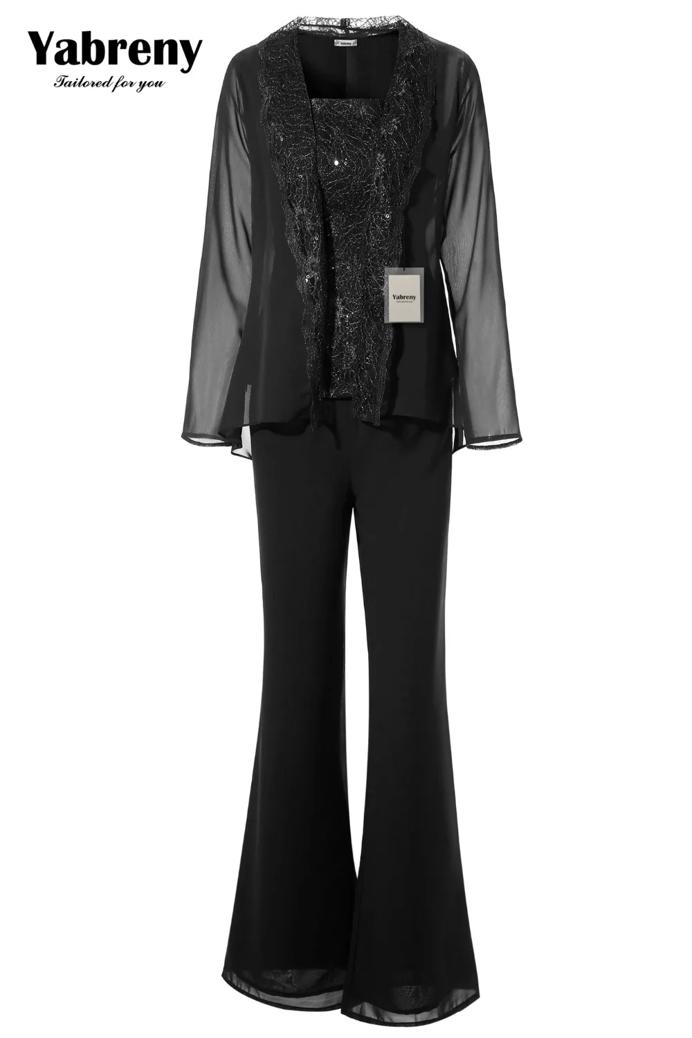

Yabreny Purple Mother of the bride Trousers suit with jacket Elegant Lace outfit MT0017014-3