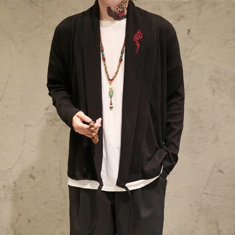 Кимоно FF2087 мужское трикотажное традиционное японское кимоно хаори Оби в