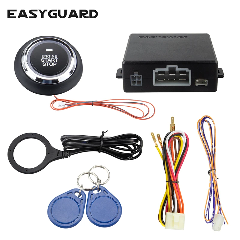 Топ EASYGUARD RFID Автомобильная сигнализация кнопка Пуск стоп бесключевая система go с