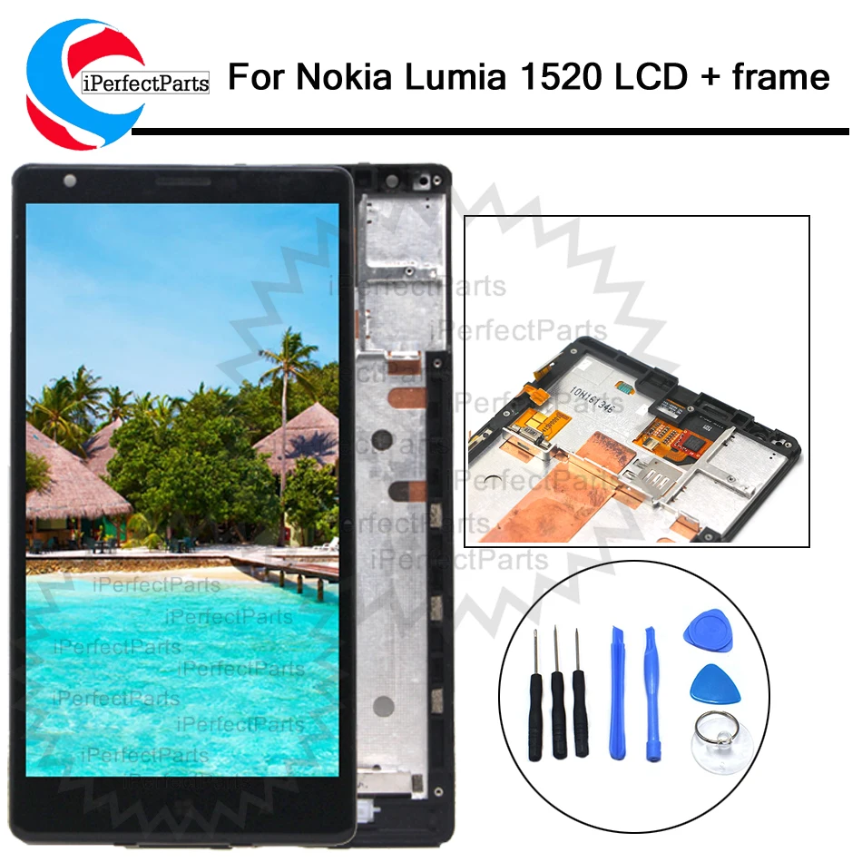 6 0 дюймовый дисплей для Nokia 1520 ЖК сенсорный экран с рамкой NOKIA Lumia хорошо