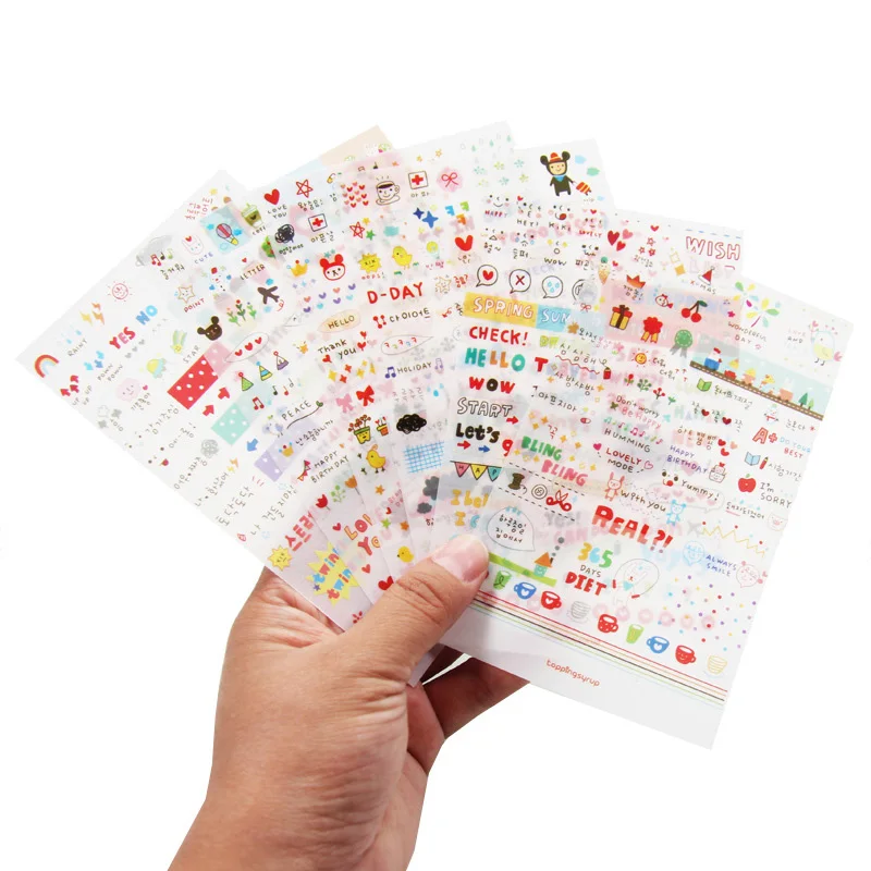 

6PCS/set Kawaii Cute Drawing Market Planner Book Diary Decorate Stationery Stickers PVC Transparent Scrapbooking