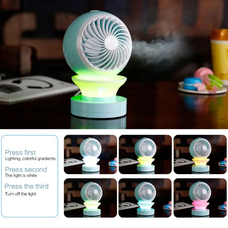

Mini Portable USB Charging Air Conditioning Fan Ventilator Spray Cooling Fan Humidifier with Nightlight for Home Office Outdoor