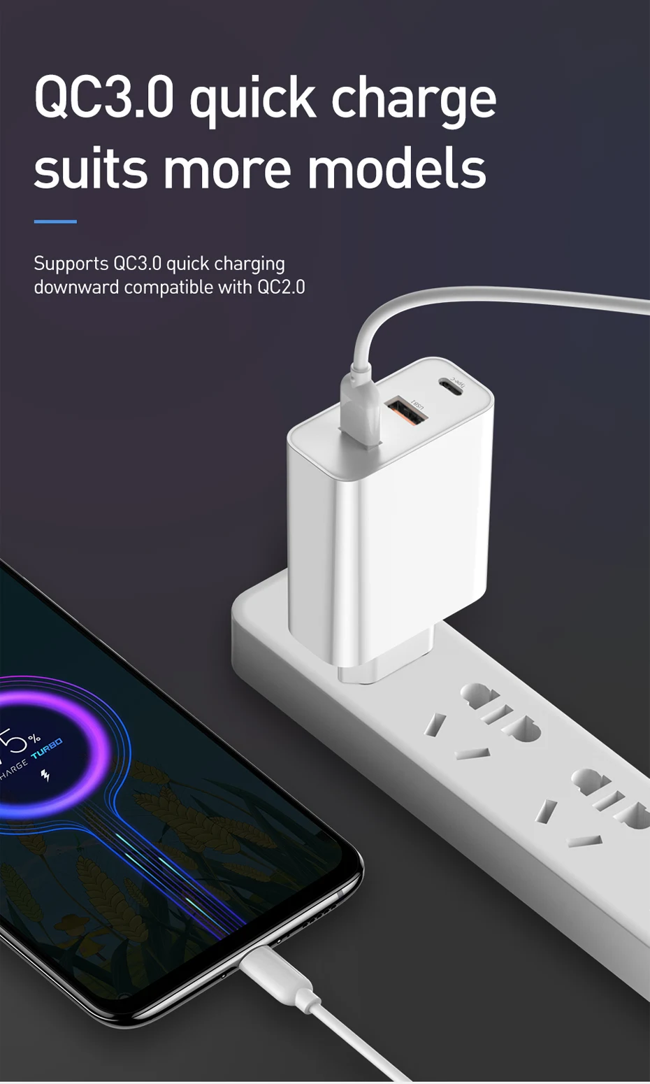 Baseus 60 Вт Быстрая зарядка 4,0 3,0 Мульти USB зарядное устройство для iPhone samsung iPad Pro Macbook SCP QC4.0 QC3.0 QC type C PD быстрое зарядное устройство
