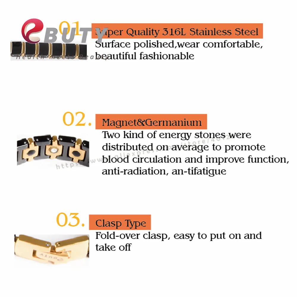 EBUTY керамика магнит браслеты черный для женщин кровяное давление здоровье