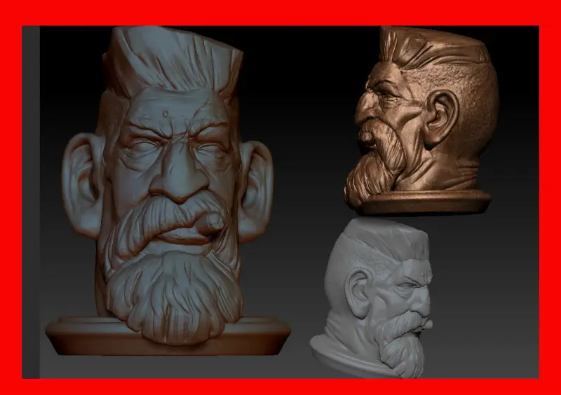 3D модель для ЧПУ резная фигура скульптура машина в формате STL голова старика|3d model