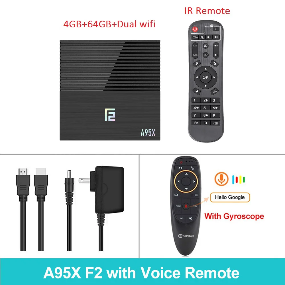 4GB 64GB G10 RC VONTAR A95X F2 4 ГБ 32 ГБ 64 Гб Smart tv Box Android 9,0 поддержка Amlogic 1080p 4K Netflix youtube телеприставка медиаплеер - Цвет: 4GB 64GB G10 RC