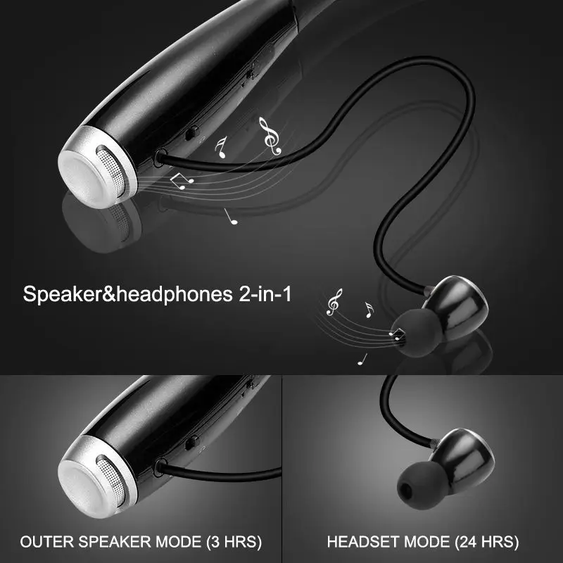 Bluetooth наушники V5.0, Bluetooth наушники с шейным ремешком, вибрация вызова и CVC 6,0, микрофон с шумоподавлением, беспроводная гарнитура для мобильного телефона
