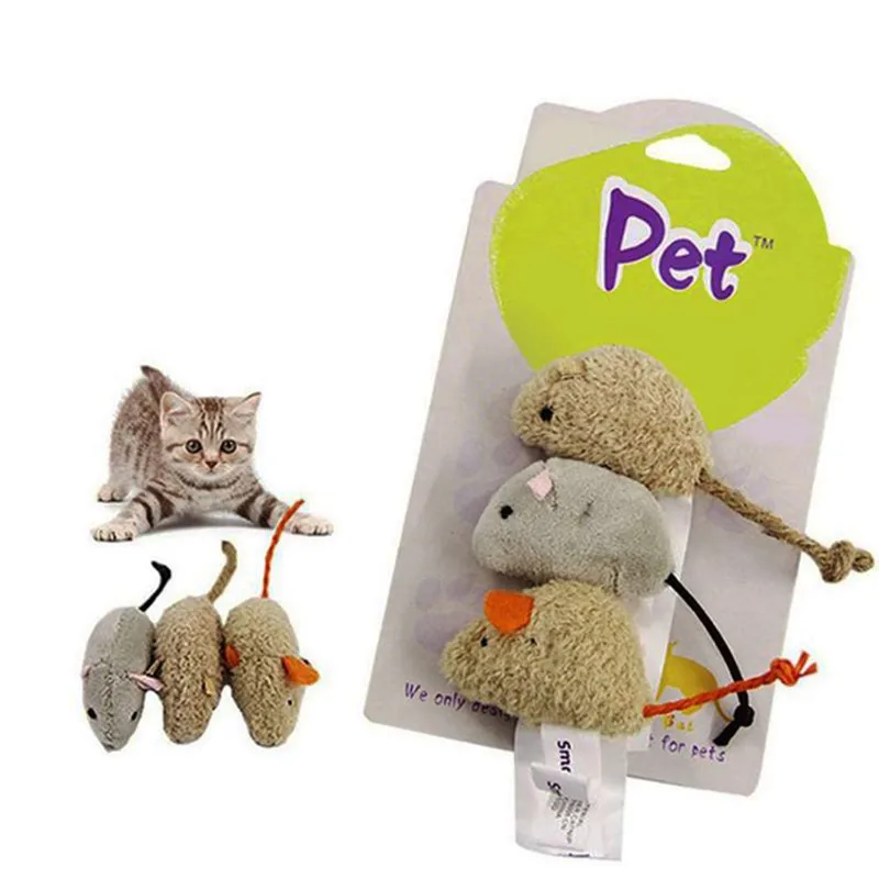Новинка 3 шт. крыса пищалка шум звук кошка котенок собака плюшевая имитация