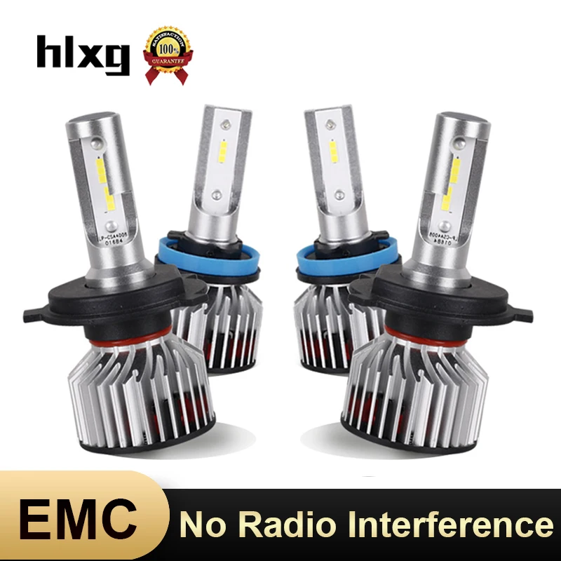 HLXG Автомобильные фары H1 H11 H4 H7 светодиодные лампы 12 В анти EMC без радиопомех свет