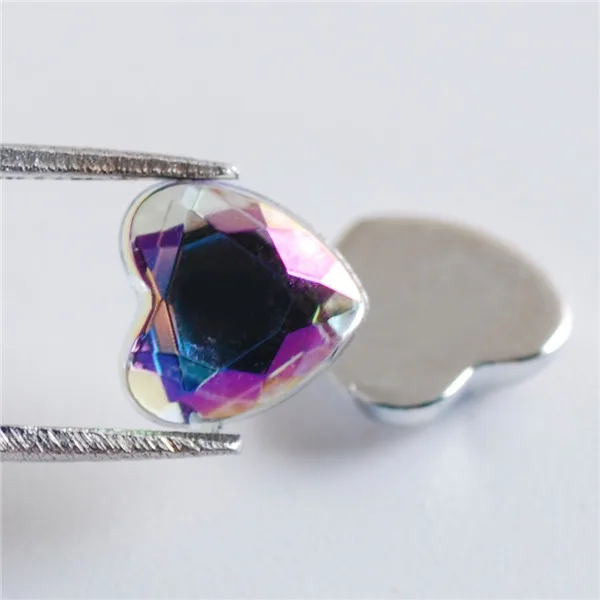 Crystal AB 6 мм 1000 шт/партия красочное плоское акриловое сердце горный хрусталь кристалл и камни костюм страз для DIY Одежда ручной работы - Цвет: Crystal AB