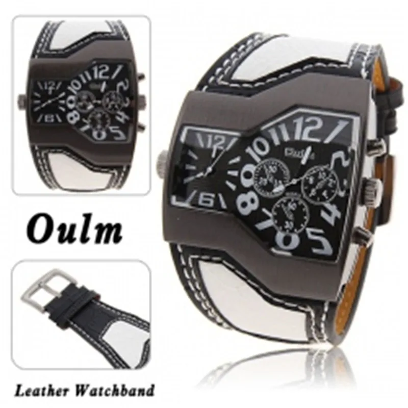 Модные мужские спортивные брендовые часы Oulm relojes Japan с двойным механизмом