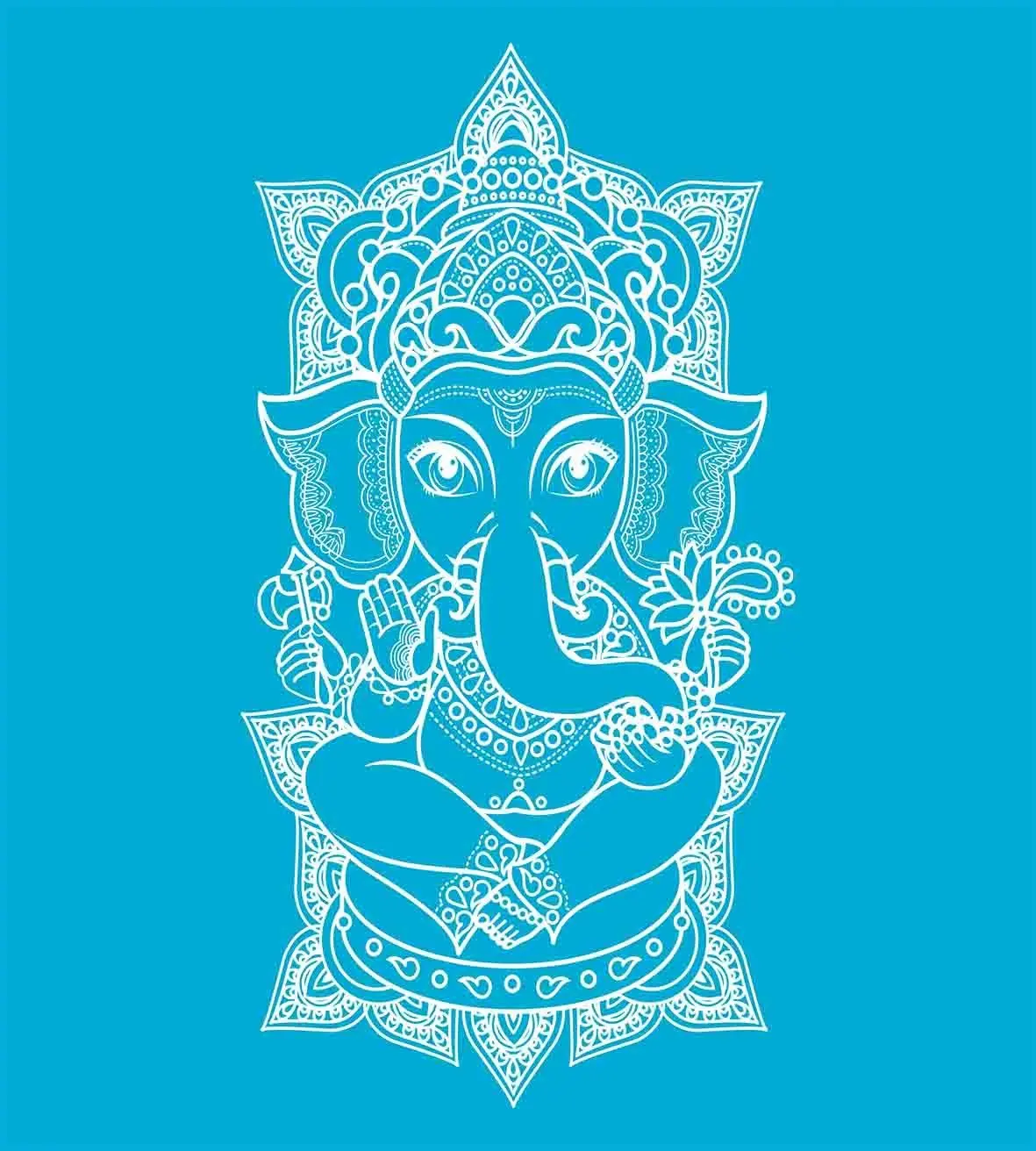 Elephant Duvet Cover Set Ancient with Crown Doing Yoga Mandala Pattern Bohemian Asian Zen Style Bedding Blue White | Дом и сад