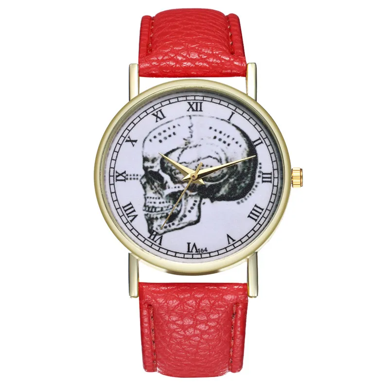 Новые студенческие часы с рисунком черепа модные дизайнерские кожаные кварцевые