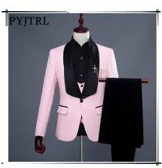 PYJTRL мужской костюм из трех предметов размера плюс 5XL 6XL белый желтый красный фиолетовый темно-синий зеленый мужской деловой Повседневный Свадебный костюм жениха