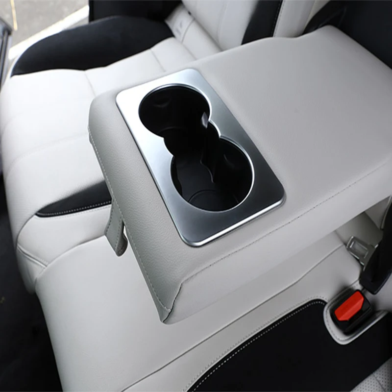 Matte Silver ABS Interior Rear Row Cup Holder Cover Trim For Land Rover Range Rover VELAR Car-styling Accessories