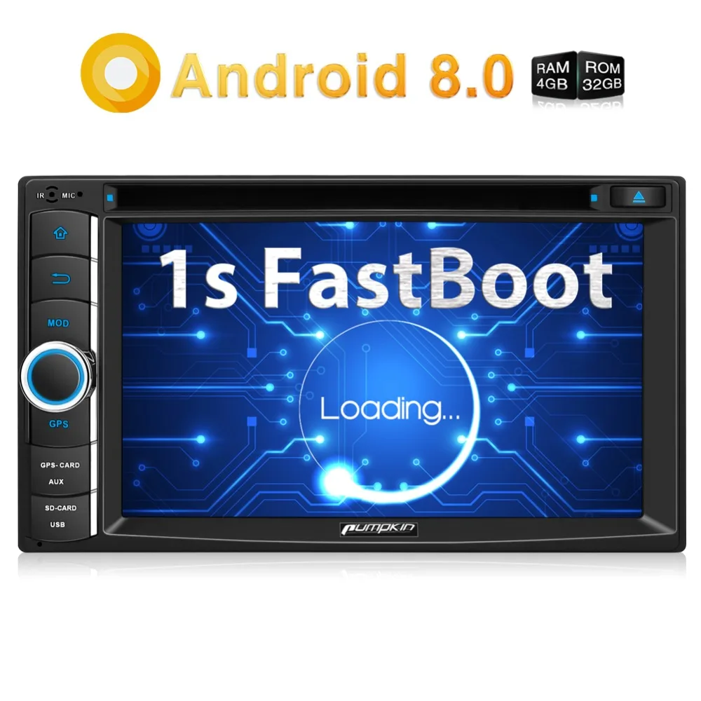 Тыква 2 Din 6 'Android 8 0 Qcta core универсальный автомобильный стерео DVD плеер GPS навигация