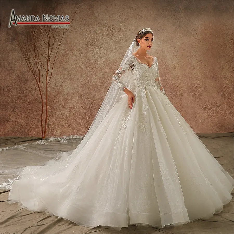 Свадебное платье с длинным рукавом Amanda Novias Новая коллекция 2019 NS3447|Свадебные