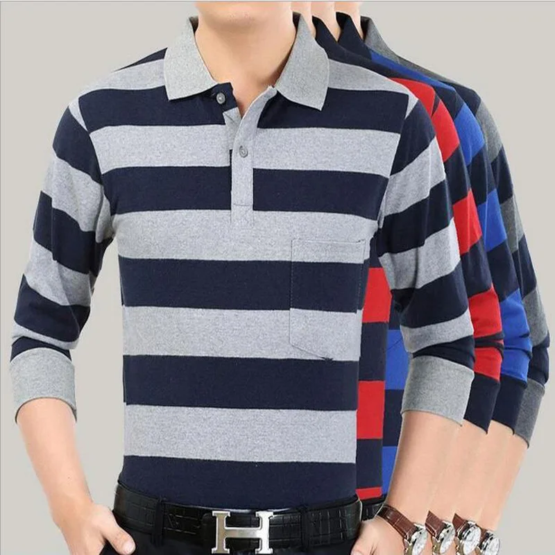 

New Style Middle Aged Sports Shirt Blouse Overshirt Lapel Long Sleeved Baseball blouse Father's Clothing Athletic Shirts