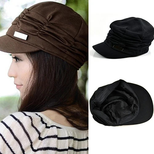 

Women Fashion Pleated Peaked Cap Hat Casual s Travel Sunhat