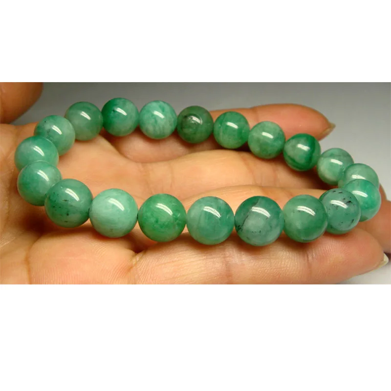 

Free Shipping High Quality Natural Genuine Green Emerald Stretch Bracelet Round beads 9.5mm Emerald Beaded Fit Jewelry DIY 02202