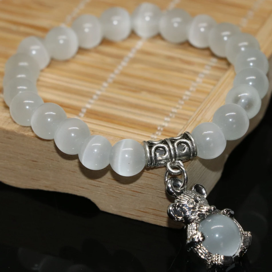 8 мм круглые бусины кошачьи браслеты глаз элегантные женские невесты Симпатичные