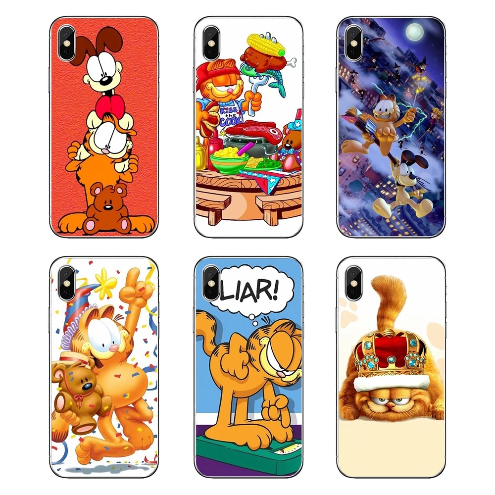 For Samsung Galaxy A5 A6 A7 A8 A9 J4 J5 J7 J8 2017 2018 Plus Prime Take a BERRY Break cartoon Garfield Cat TPU Transparent Cases |