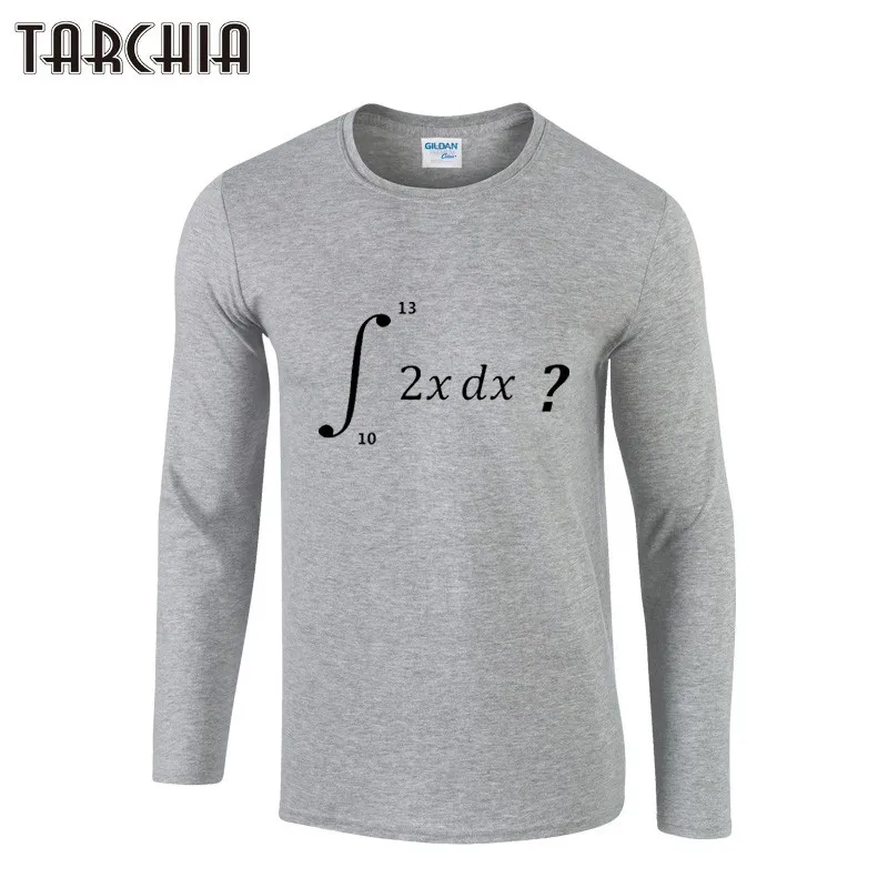 

TARCHIA Hot Selling 2018 New Brand Men's Long Sleeve T-Shirt 100% Cotton T Shirt Plus Size Mathematical Formula Print Tees Tops