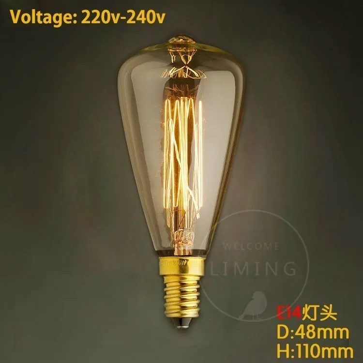 ST48 E14 220V Винтаж Ретро E14 Edison спиральная лампа накаливания светильник лампы накаливания для подвесные светильники Гостиная Спальня 220V Новинка приспособление - Цвет: ST48 E14 220V