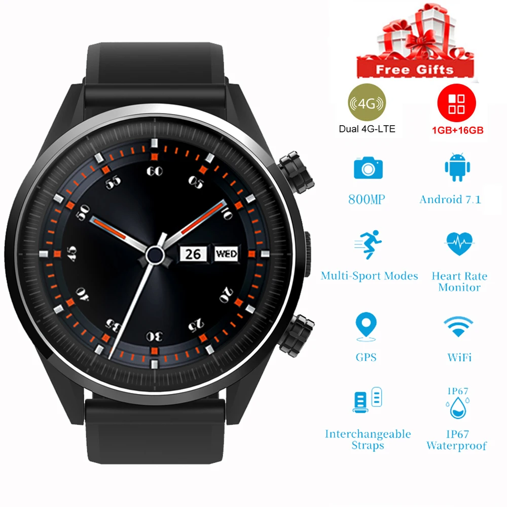 Мужские смарт часы 4G LTE телефон Wi Fi 1 4 дюйма камера 8 миллионов пикселей Gps