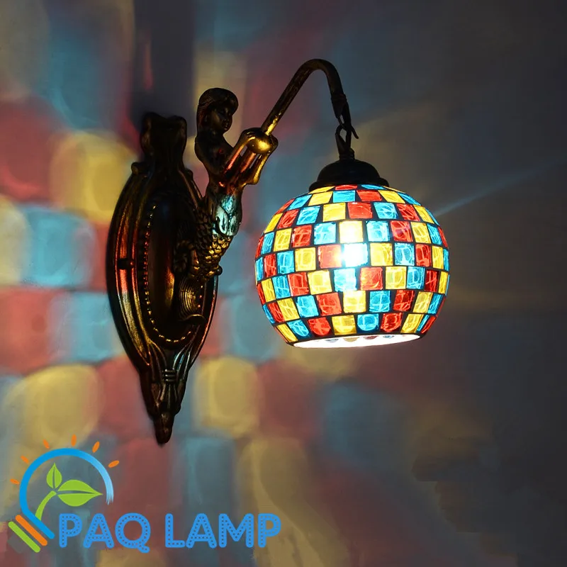 

Vintage Wall Lamp Mosaic Glass Lighting Corridor Restaurant LED Lighting Light Fixture