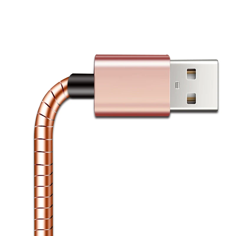 Металлическая пружина Micro USB синхронизации данных зарядное устройство для iPhone X Max 6 6s 7 plus 8 plus Дата-кабель для зарядки Выдвижной кабель USB2.0 - Цвет: Rose Gold