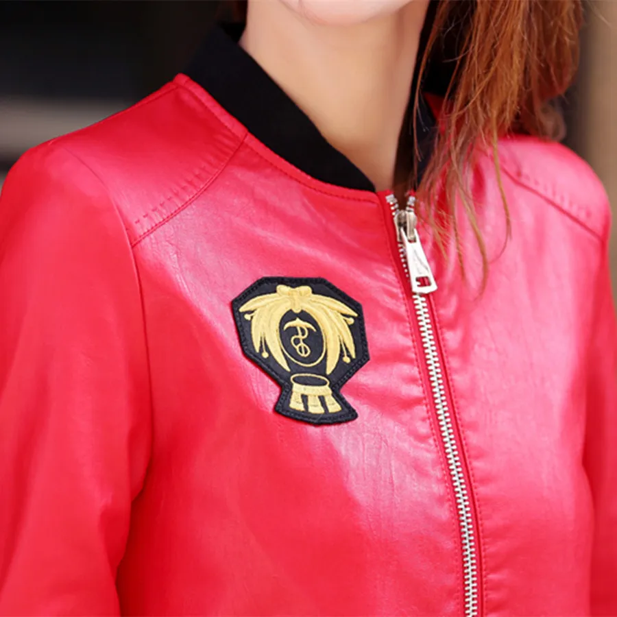 Женские кожаные куртки 2018 Новая мода весна и осень женские повседневные пальто