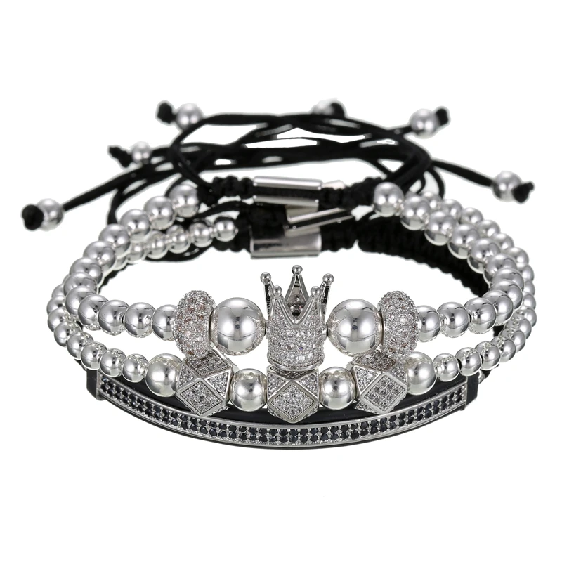 3 шт./компл. свадебный браслет для мужчин и женщин роскошные медные бусины