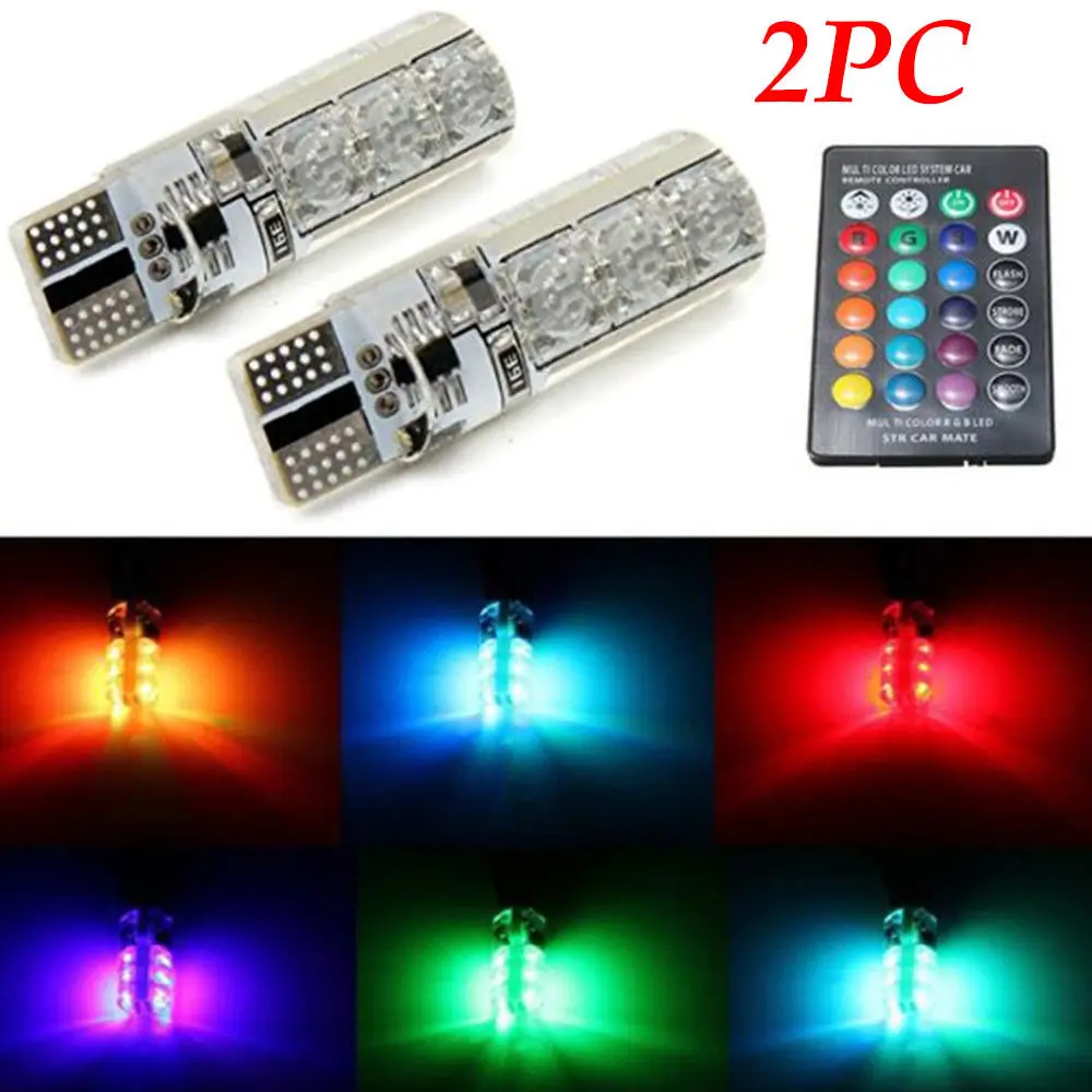 2 шт. T10 5050 светодиодный RGB многоцветный интерьерный клиновидный боковой