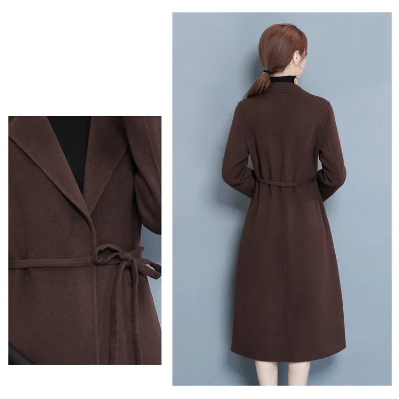 2019 новое шерстяное пальто женский длинный пуховик Зимнее Подиум модное черное