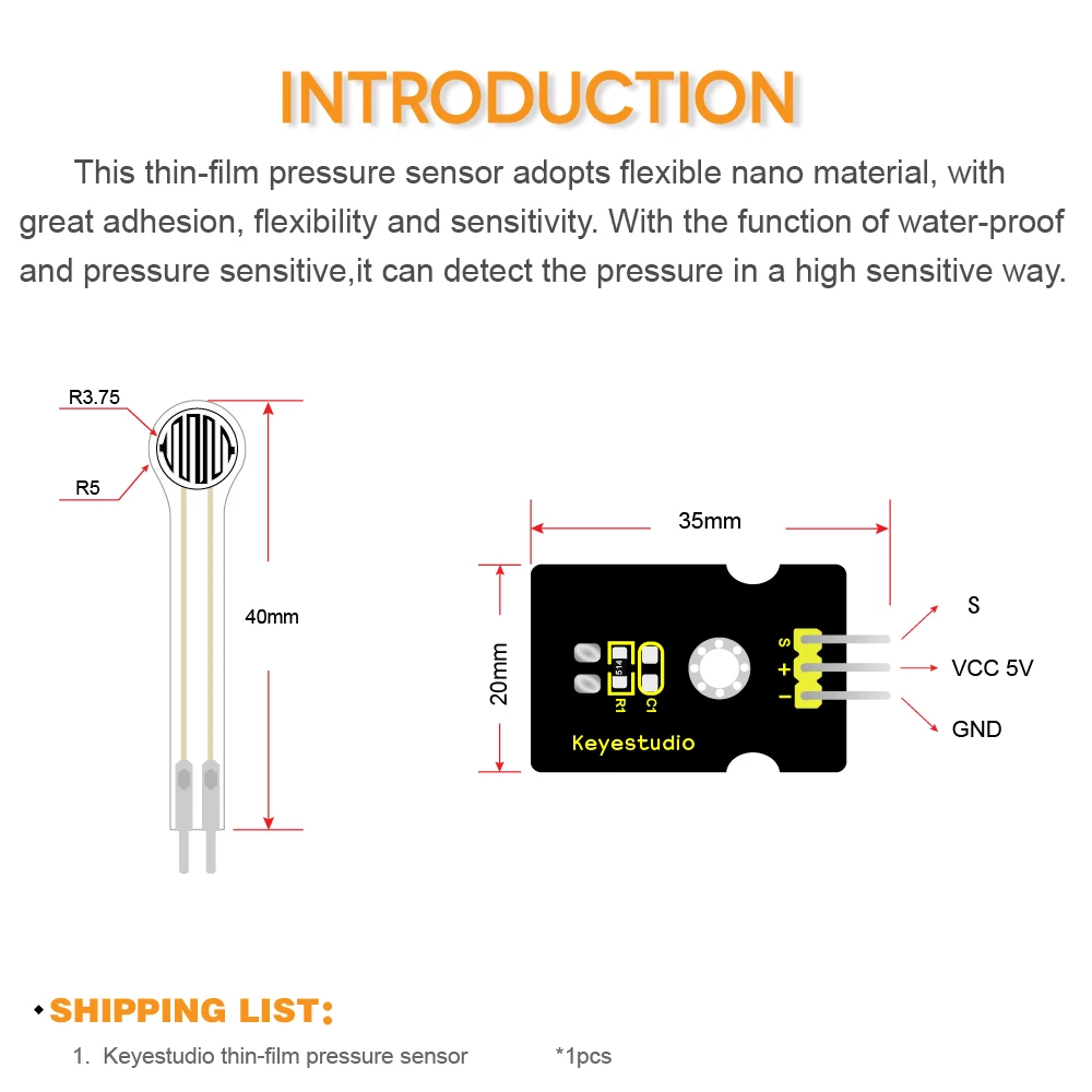 Модуль датчика давления тонкой пленки Keyestudio для Arduino UNOR3 | Компьютеры и офис