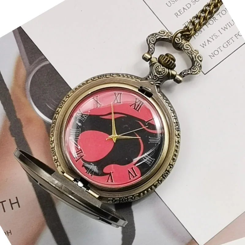 Высококачественные бронзовые кварцевые карманные часы с изображением волка |