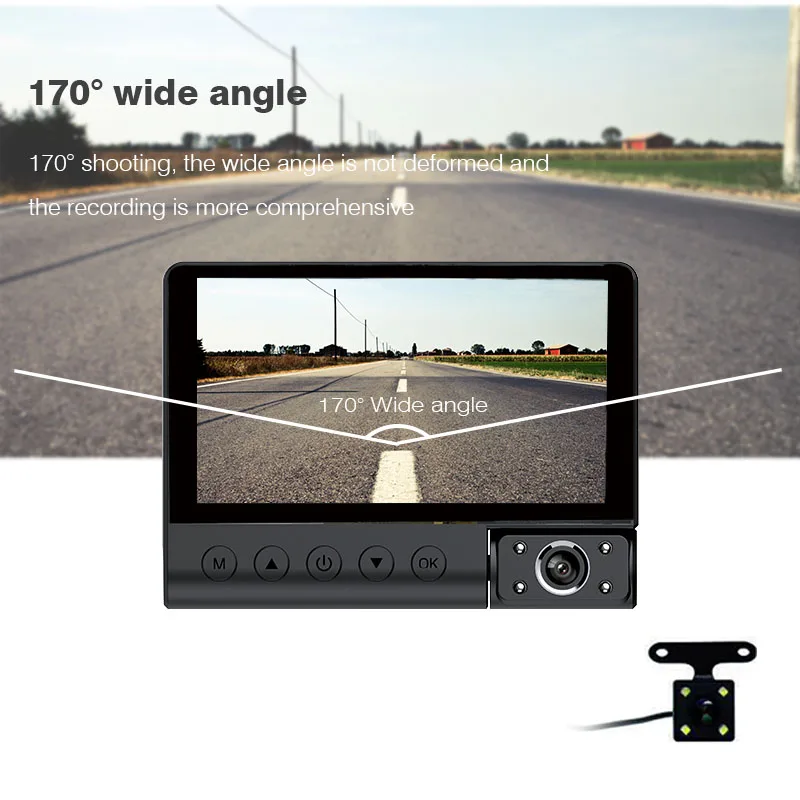 ANSTAR 4''Car DVR 1080P 3 объектив вида видео Регистраторы внутри автомобиля до и после