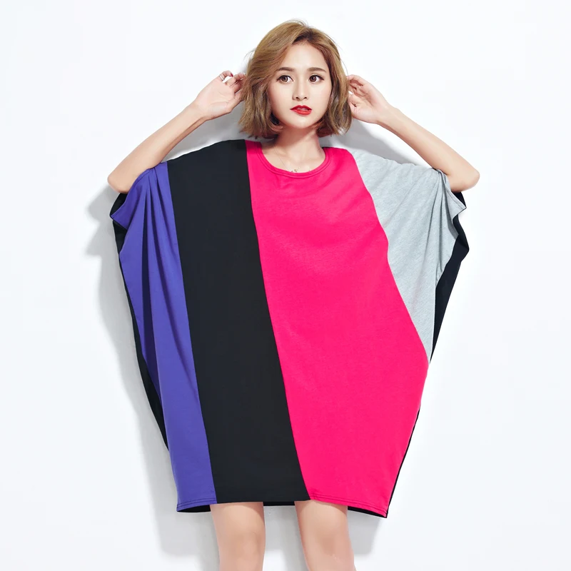 Летнее платье 2017 рукав &quotлетучая мышь&quot хлопок Для женщин Повседневное Платья