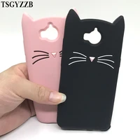 cute case 3d silicon beard cat phone case for huawei y5 ii 2 y6 2017 2018 prime p9 p8 lite 2017 cover cartoon gel coque shell