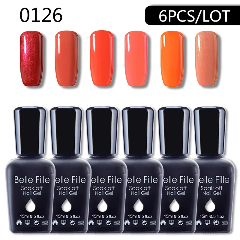 BELLE FILLE 15 мл УФ гель для ногтей 6 шт./партия телесный розовый отмачиваемый Гель