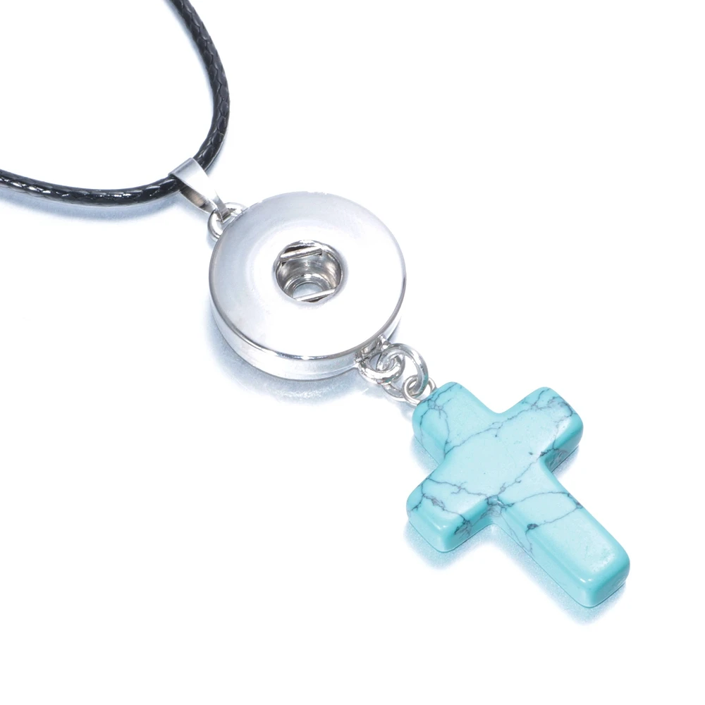 Белый цвет крест из натурального камня 18 мм оснастки кнопки ювелирные изделия